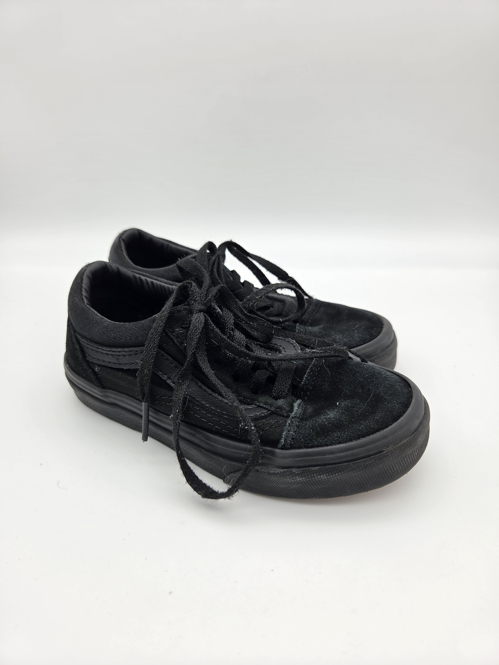 Vans Old Skool Black Triple Black Canvas Suede Sneakers Shoes Size 12 Kids